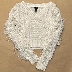Cute cream sweater with fringe (s)